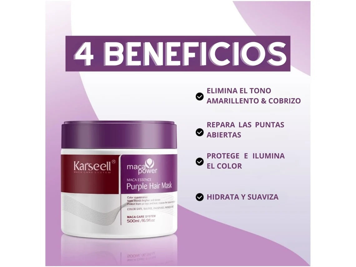 KARSEELL COLLAGEN PURPLE 500M; Matiza y nutre tu cabello en minutos solo desde casa